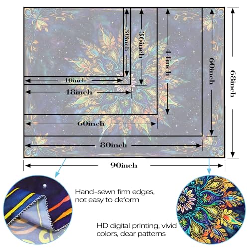 Boho Floral Mandala Tapestry for Bedroom Aesthetic Blue Bohemian Colorful Flower Wall Tapestry Purple Hippie Indian Small Tapestries Wall Hanging for Living Room Dorm Decor 40 x 30 Inch