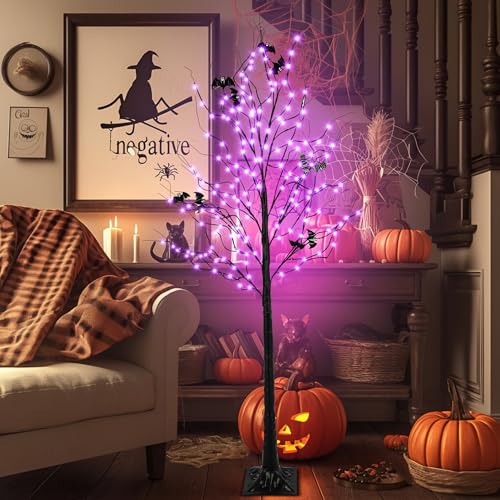 Halloween Lighted Tree with 260 LED Lights (purple(diy))