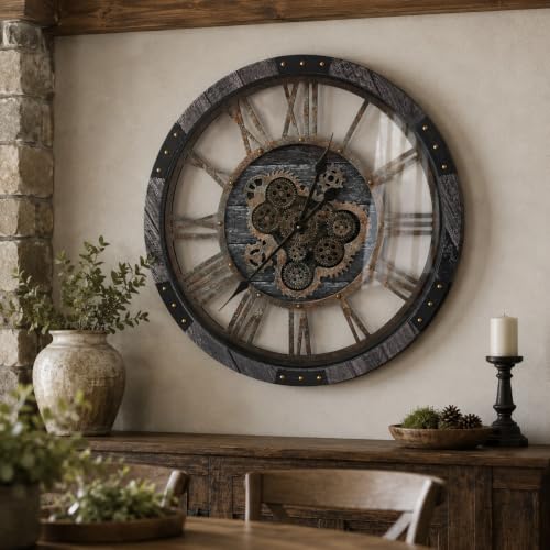 30" Large Moving Gears Wall Clock for Living Room Decor Office Home