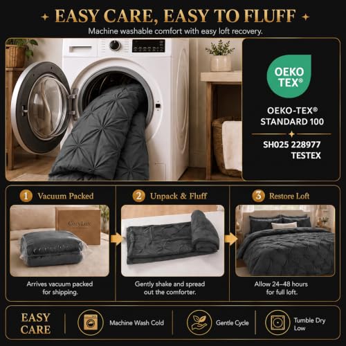 Oversized Queen Comforter Set Dark Grey