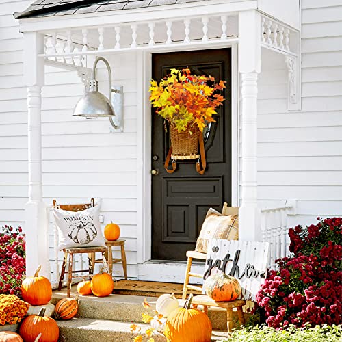 6Pcs Artificial Maple Leaves Branches Fake Fall Maple Shrubs for Thanksgiving Christmas Festival Garland Decoration (6 Count)
