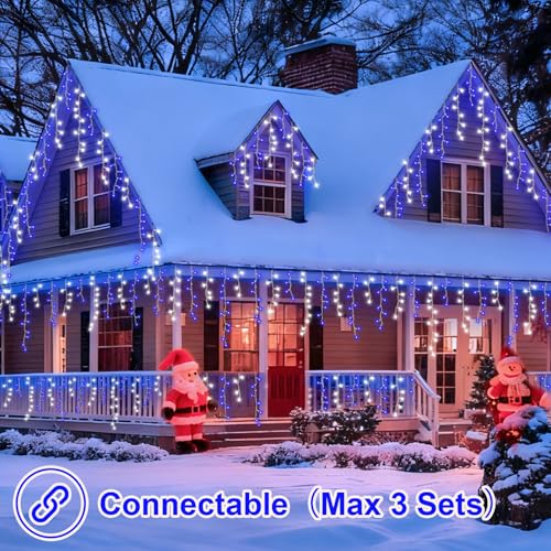 66ft 800 LED Blue and White Icicle Lights Outdoor Waterproof (66 Foot)