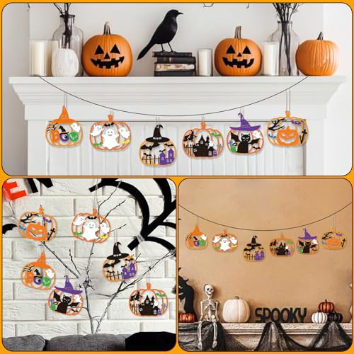 24 PCS Unfinished Wooden Halloween Crafts (24 Count)