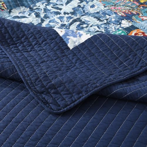 Cotton Bedspread Luxury Vintage Floral Patchwork Quilt Blue Bedding Sets