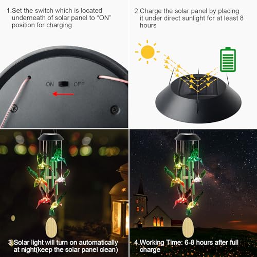 Hummingbird Solar Wind Chimes Outdoor