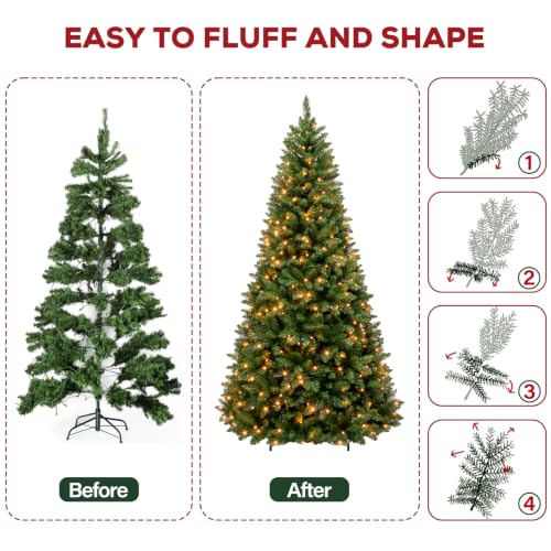 7 ft Prelit Artificial Christmas Tree with 300 Warm White LEDs