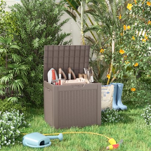 31 Gallon Wicker Pattern Resin Deck Box