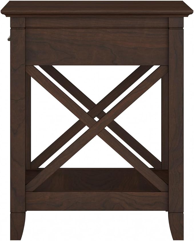 Bush Home End Table with Drawer, Nightstand with Storage, Living Room and Bedroom Furniture, Key West Collection, Bing Cherry