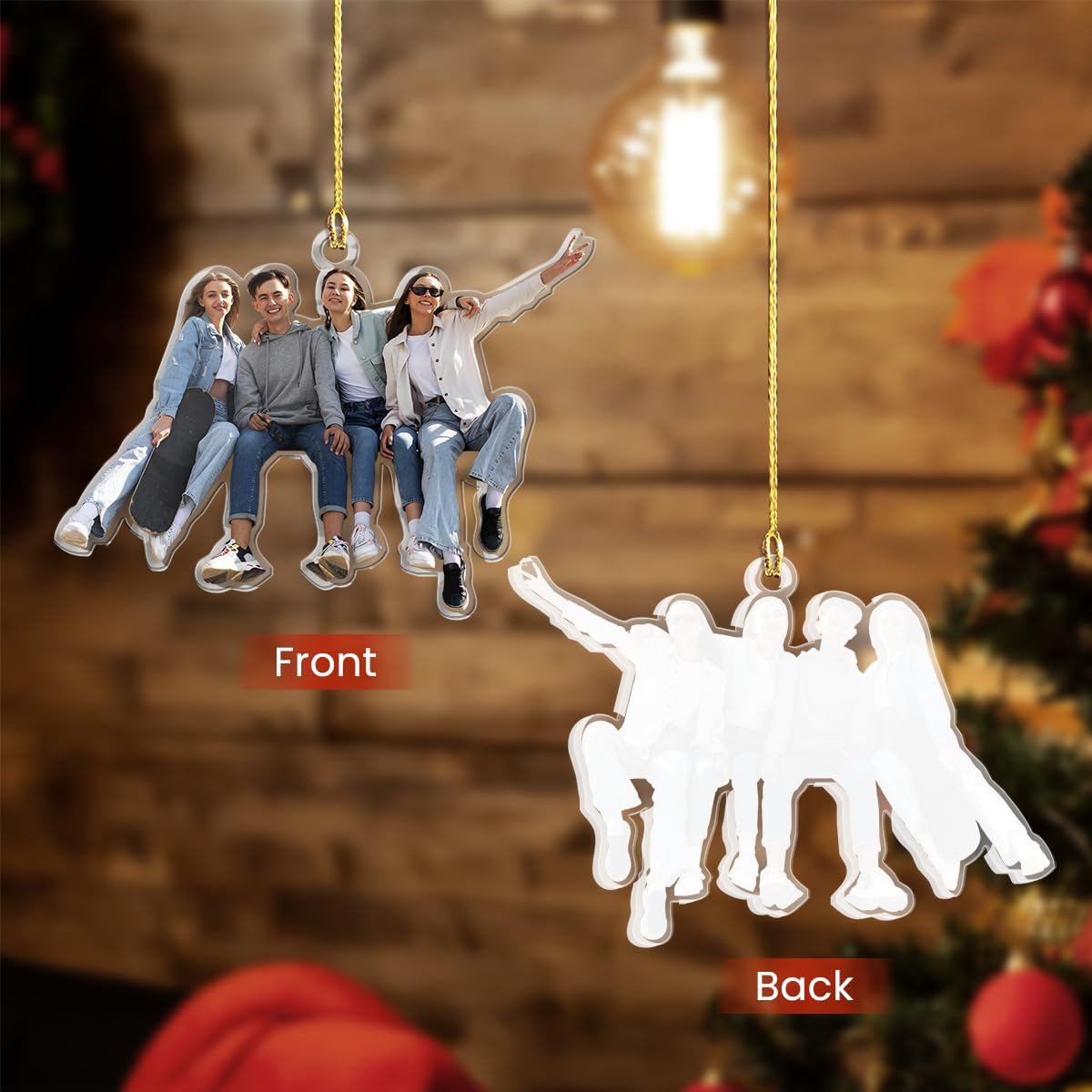 Personalized Custom Photo Ornament, Acrylic Christmas Keepsake, Hanging Decor for Boys, Girls, Men, Women