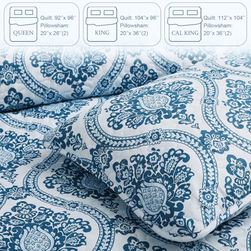 Reversible Boho Quilts Queen Size Blue