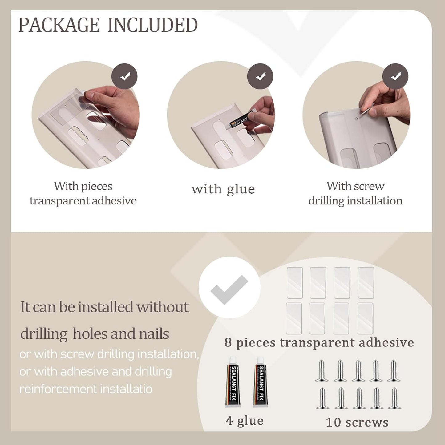 4Pack Wine Glass Rack, Punch-free Stemware Rack for Kitchen and Bar (Grey)