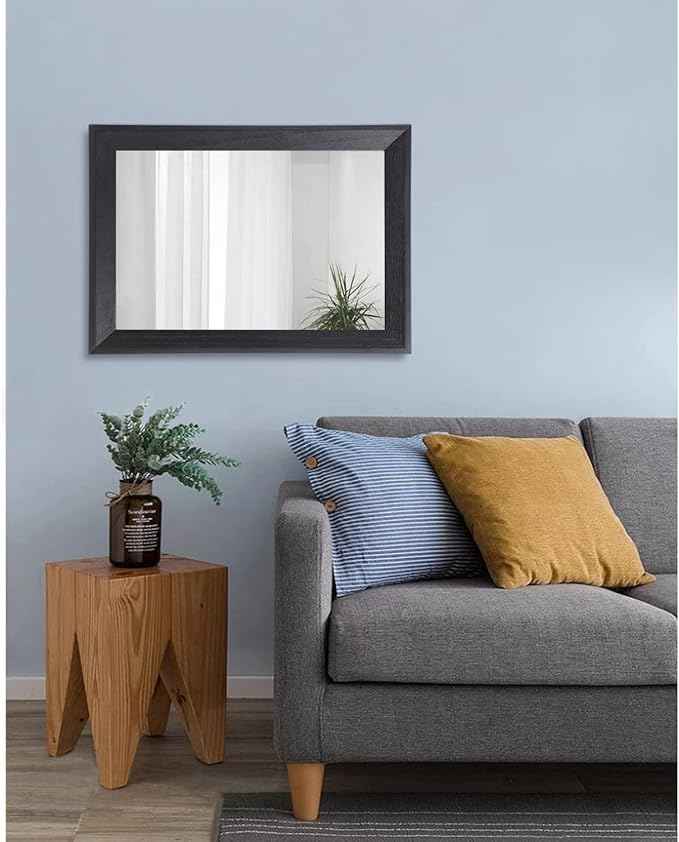 AAZZKANG Black Mirrors for Wall Rectangle Wood Framed Large 20"x16" Decorative Wall Mirror for Bedroom Bathroom Living Room Dressing Room Entryway