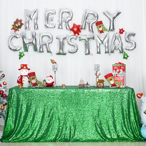 Sequin Tablecloth 60x102 Inch Green for Wedding Party