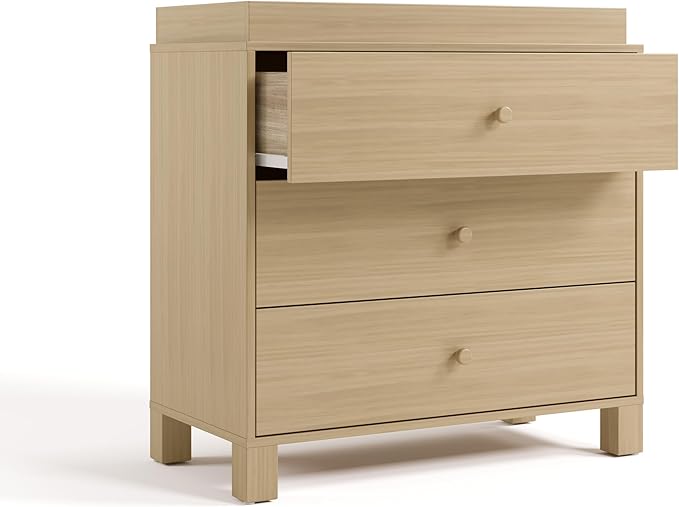 Storkcraft California 3-Drawer Chest with Removable Changing Topper (Driftwood) – GREENGUARD Gold Certified, Interlocking Drawer System, Pre-Installed Tracks, Easy Assembly