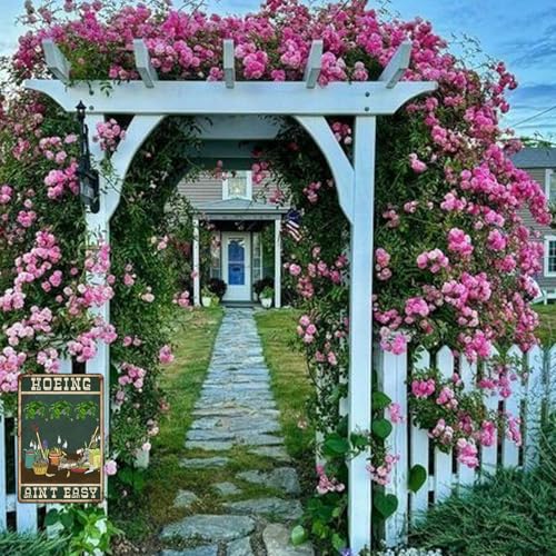 Funny Garden Signs for Outside Hoeing Ain't Easy Metal Tin Sign Personalized Decor Gift for Women Outdoor Yard & Shed Gardening Signs Garden Stuff for Outside 8x12 Inch