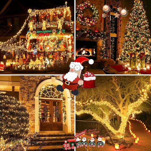 Solar String Lights Outdoor 6 Pack 600 LED 198FT Christmas Light Warm White (6 Count)