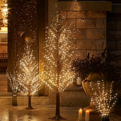 Lighted Alpine Tree Brown Willow 6FT 810 LED Fairy Lights