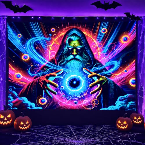 Blacklight Tapestry Cosmic Energy Room Wall Art 78 x 59 Inch