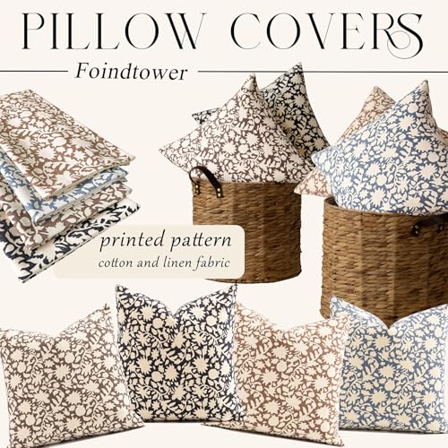Set of 2 Decorative Neutral Floral Throw Pillow Covers Accent Farmhouse Cushion Covers Boho Pillowcase for Couch Sofa Bedroom Living Room Home Decor (2 Count)