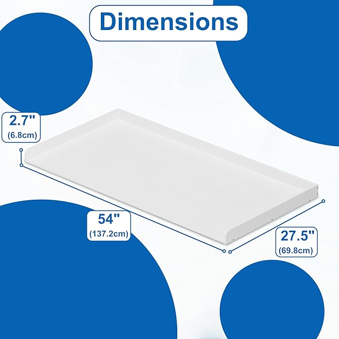 efluky Washer Dryer Countertop, Wood Countertop with Edge Rails for Laundry Room Organization and Storage, Washer Dryer Topper for Laundry Room, 27.5" x 54" White