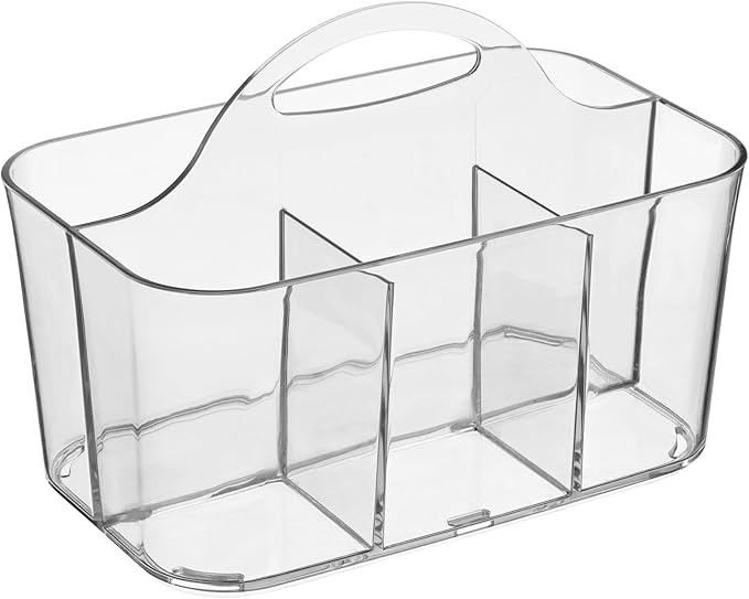 4-Section Storage Caddy with Handle - All-Purpose Storage Caddy Organizer - Set of 2 - Clear