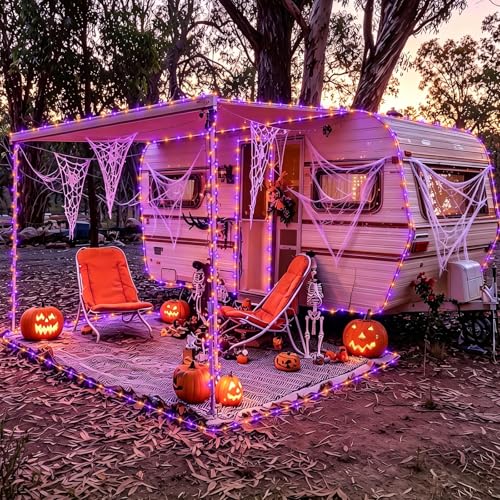 Orange and Purple Solar Halloween Lights (66 Foot)