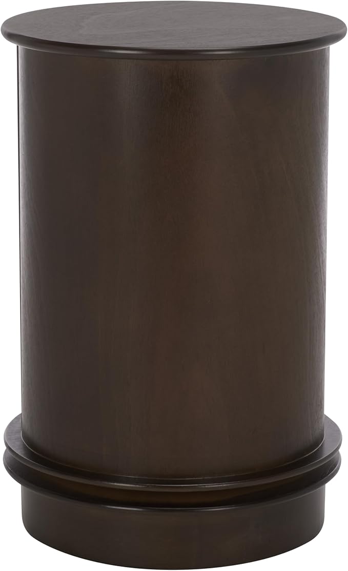 SAFAVIEH Home Collection – Tabitha Dark Chocolate Accent Table, Round Swivel Side Table with 1 Drawer & Interior Cabinet Storage, Classic Pedestal Design, Fully Assembled (AMH5712F)