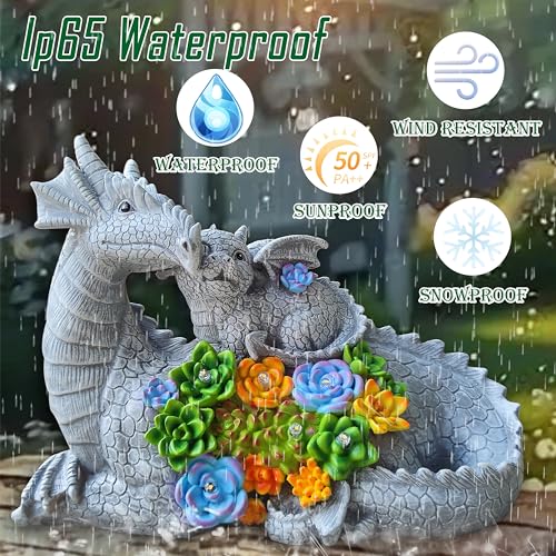 Solar Dragon Statue with LED Lights