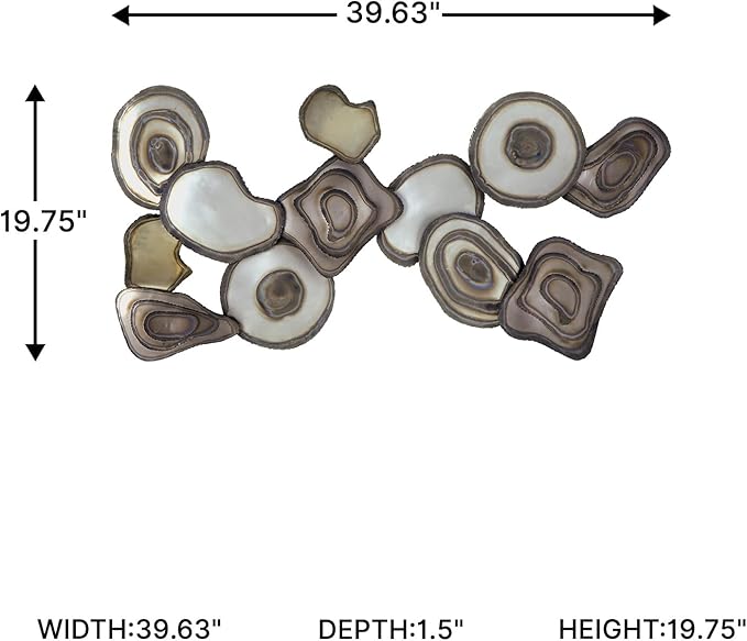 Signature Design by Ashley Worthman Contemporary Metal Abstract Wall Decor 40 x 20 Inches, Dark Brown & Light Gray