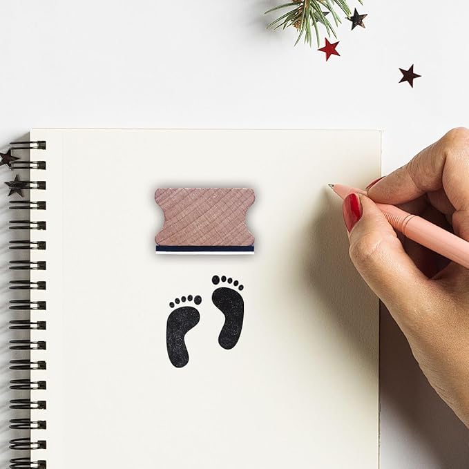Footprint Rubber Stamp, 1-1/3 Medium Stamp for Scrapbooking Card Making Crafting