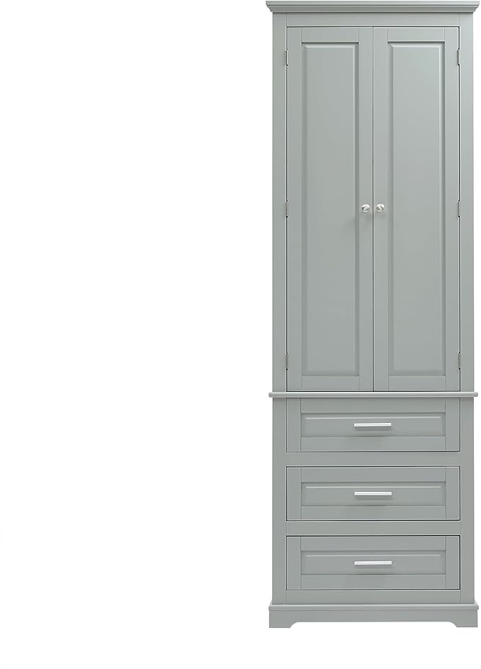 62.2" Wide Storage Cabinet Pantry Cupboard with Doors and Drawers for Home Kitchen, Bathroom and Living Room, Adjustable Shelf, White