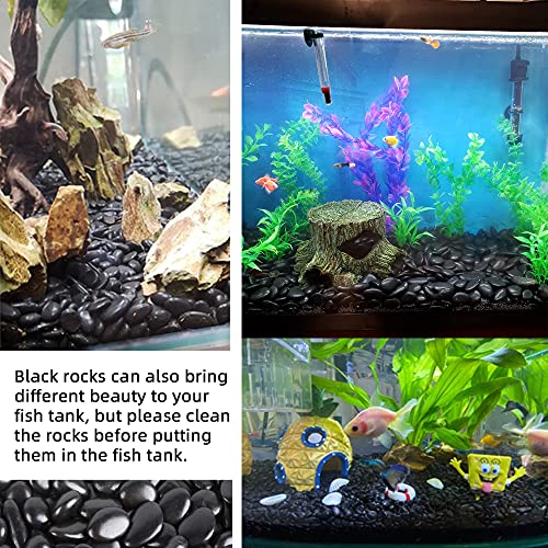 Black Pebbles for Plants 7lb Bulk Bag Aquarium Gravel 0.5"