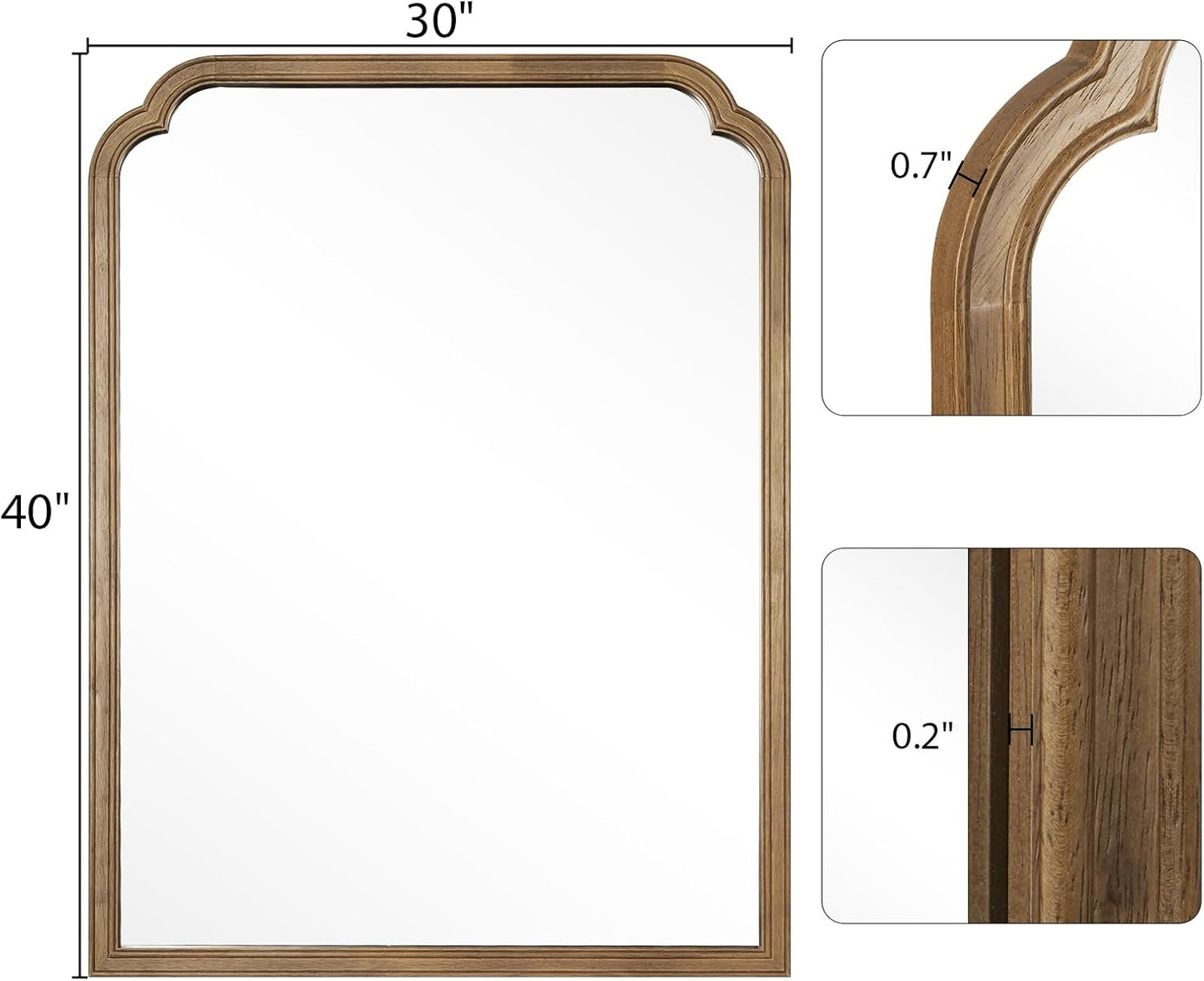 WallBeyond Wood Bathroom Mirrors for Wall Mounted, 30" x 40" Rustic Wood Frame Wall Mirrors Decorative for Living Room or Bedroom Vanity Mirror, Honey-Colored