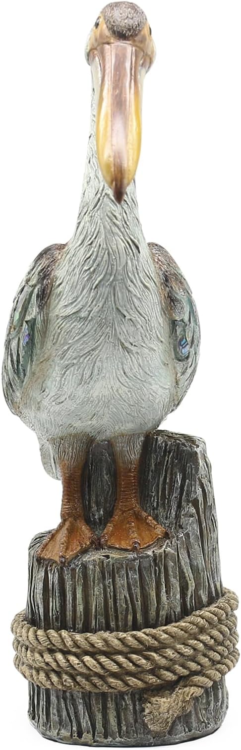 Lukitas Standing Pelican Statue and Sculpture Decor, Nautical Coastal Beach Bird Figurine, Creative Decorative Ornament for Home Garden Yard Lawn Outdoor, Resin 14''