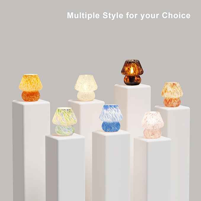 Mushroom Lamp Table Lamp for Bedroom,Small Desk Bedside Lamps for Living Room,Mushroom Decor Cute Mini Modern Mid Century Lamps for Night Stands,Aesthetic Home Living Room Decor(Flame Cream)