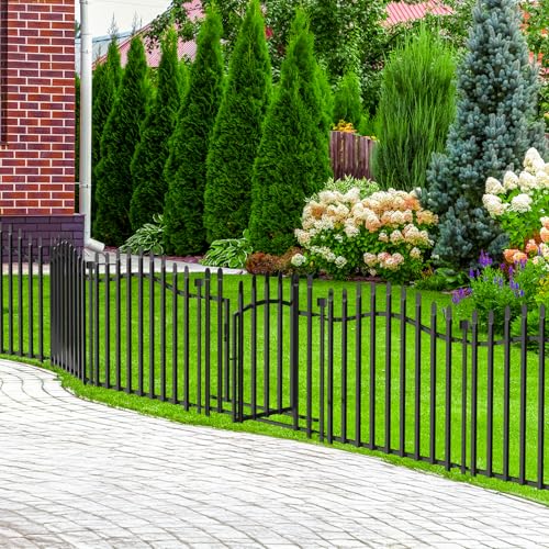 No Dig Garden Fence 24" H x 22.5'L with Gate Decorative Yard Dog Panels (4.82 Sq Ft)