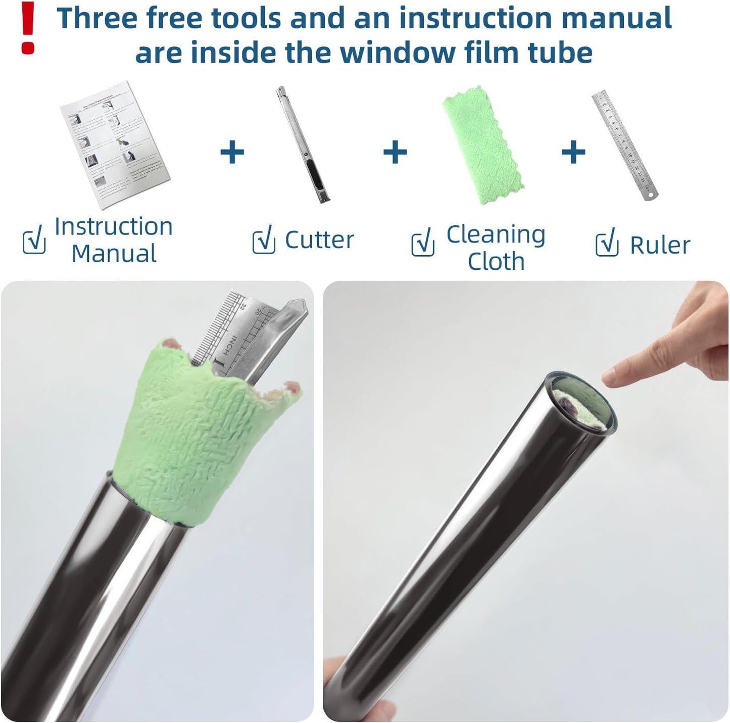 DUOFIRE One Way Window Film Privacy See Out Not in Heat Blocker Tint Reflective Mirror Tinting Film for Home Static Cling Anti-UV Sun Blocking Window Covering(Dark Silver, 11.8x78.7in)