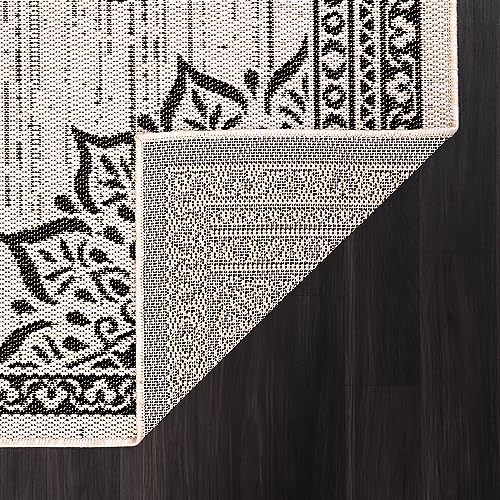 Outdoor Rug 5x7 Medallion White Black Modern Area Rugs for Indoor and Outdoor Patios