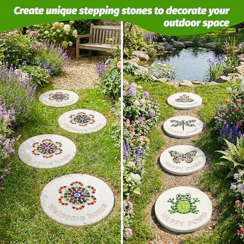 5PCS Stepping Stone Kit Includes 8in Round Cement Molds