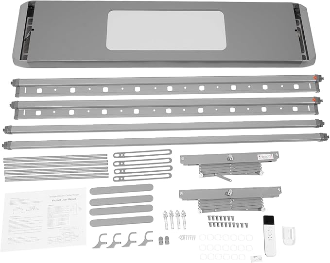 Electric Retractable Airing Rack Gray, Ceiling Clothesline 77lbs Load, Ceiling Mounted Clothes Drying Rack 24W with Remote and Light for Laundry Balcony (Gray)
