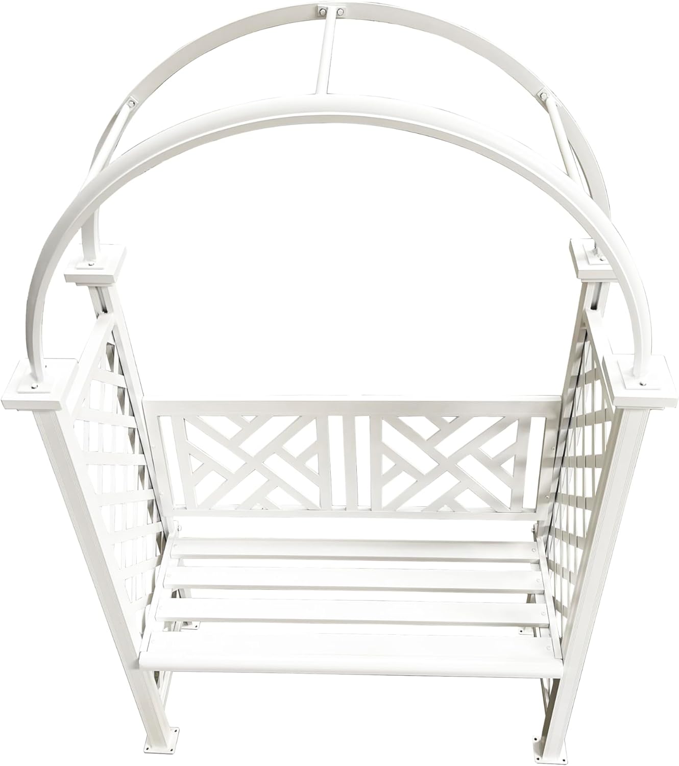 White Aluminum Garden Arbor Arch with 2-Seater Bench