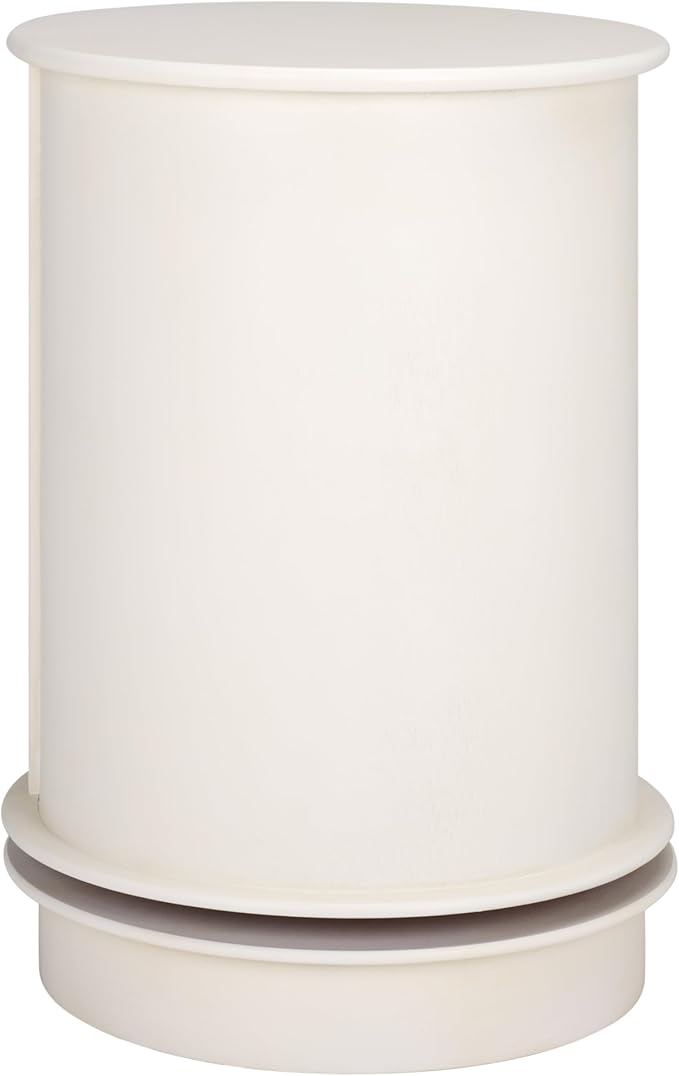 SAFAVIEH Home Collection – Tabitha Ivory Accent Table, Round Swivel Side Table with 1 Drawer & Interior Cabinet Storage, Classic Pedestal Design, Fully Assembled (AMH5712J)