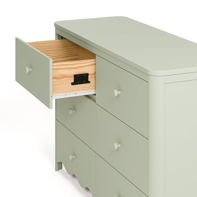 Storkcraft Casablanca 6 Drawer Dresser (Sage) – GREENGUARD Gold Certified, Nursery & Kids' Bedroom with Spacious Storage, Safety Interlocking Drawer System, Easy Assembly with Pre-Installed Tracks