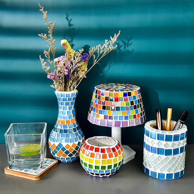 SUNGDOGIN DIY Handmade Decoration Materials Stepping Stone kit, Mosaic Loose Particles Suitable for Coasters, vase Decoration, Family Interactive Party (type2)