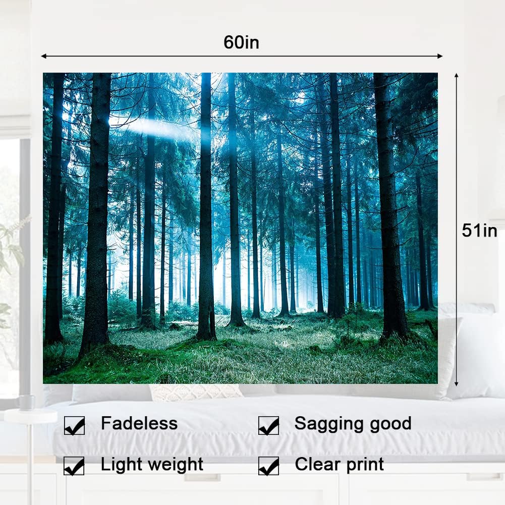 Llamazing Forest Tapestry - Home Decor Landscape for Living Room & Bedroom (Forest White Light, 60''L51''W)