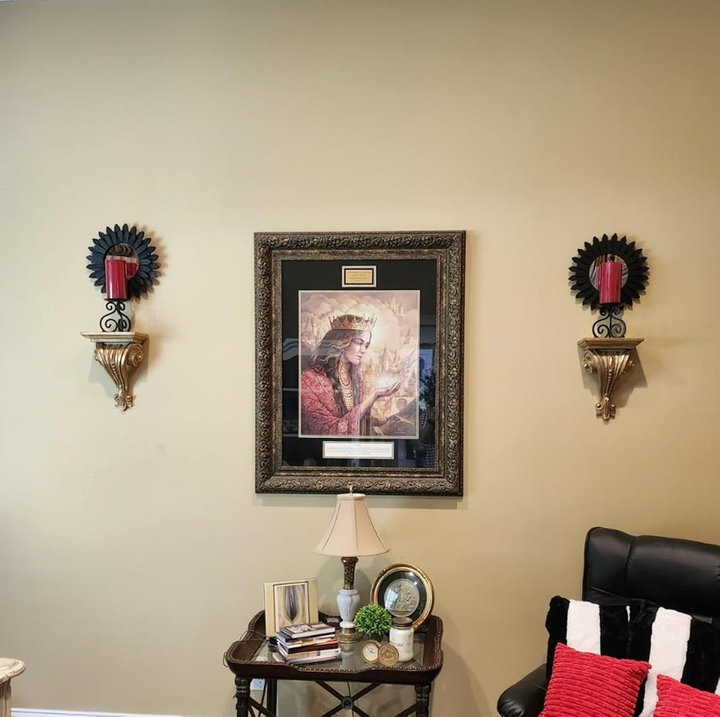 Honiway Boho Wall Decor Mirrors for Wall 2 Pack 12 inch Wood Decorative Mirror for Room Decor Rustic Farmhouse Mirror for Bedroom Bathroom Living Room Kitchen Black