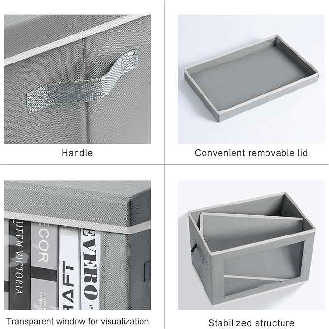 Fabric Bins with Lids, Large Storage Cubes with Window, Closet Organizers and Storage Bins for Clothes, Towel, Office