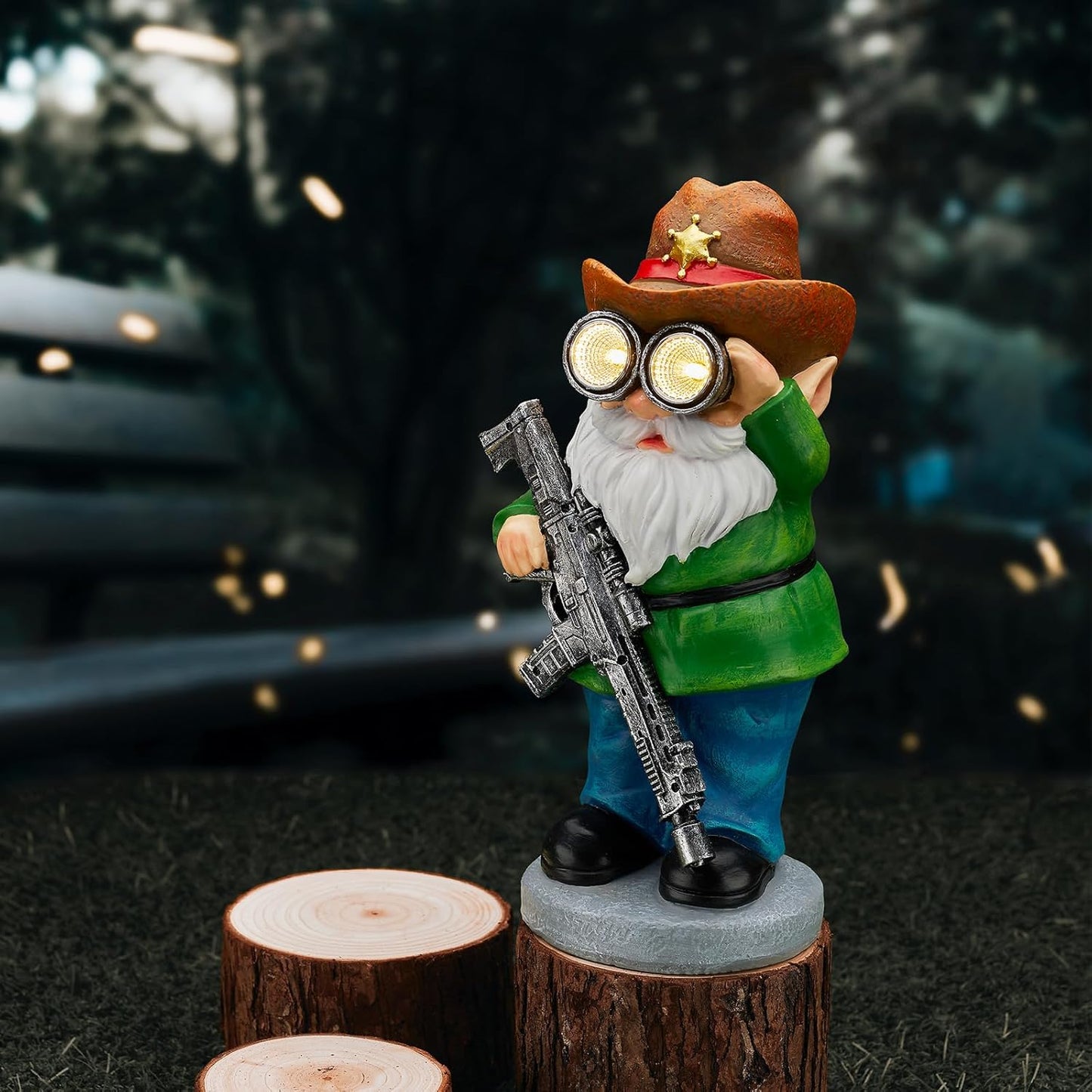 Funny Garden Gnomes Statue Outdoor Decor, Solar Telescope Gnome Decorations for Yard, Lawn, Patio, Porch, Fathers Day Birthday Housewaming Gifts for Dad, Men, Husband, 10.6 Inch, Resin