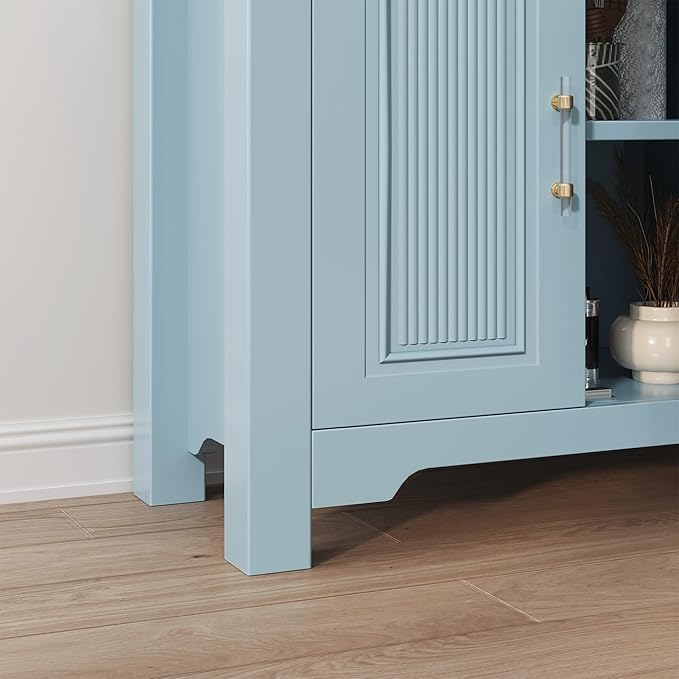 Buffet Cabinet with Storage, 55" Blue Kitchen Storage Cabinet with Shelves, Modern Farmhouse Coffee Bar Station for Dining Room, Kitchen Buffet, Slate Blue