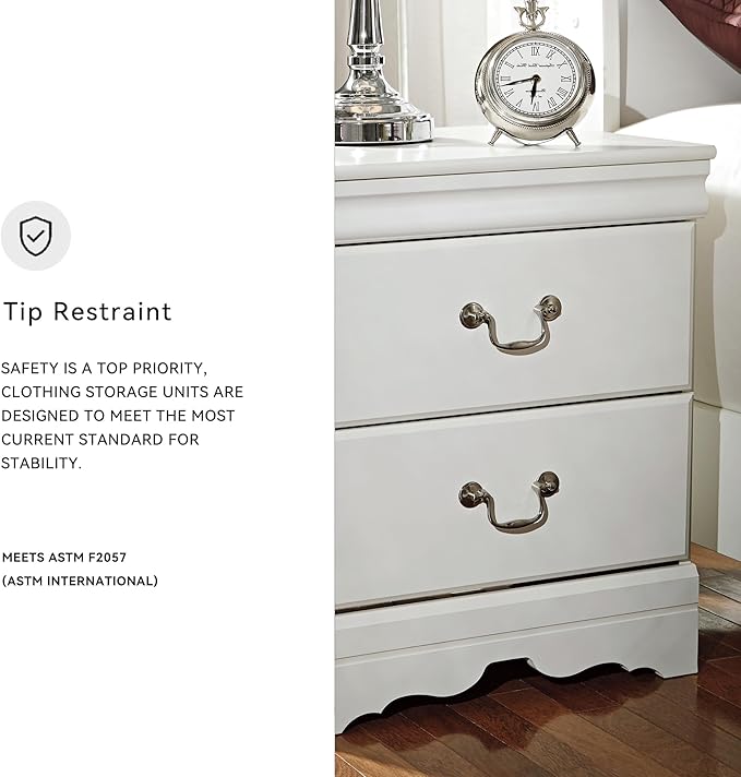 Signature Design by Ashley Anarasia Traditional Children's 2 Drawer Nightstand, 24.41" Tall, White